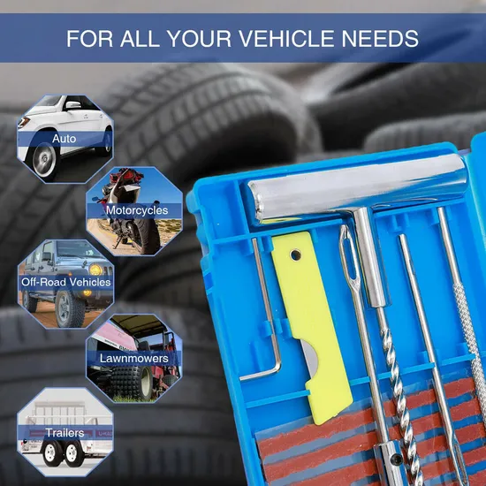 Tire Repair Kit Tool Heavy Duty Car Truck Motorcycle Plug Patch 