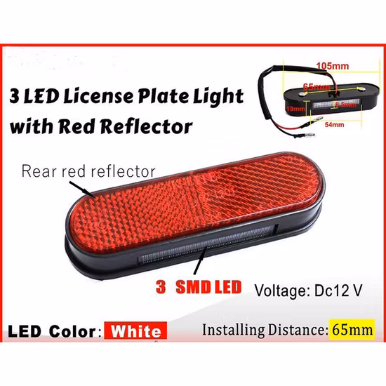 Motorcycle License Plate Light with E